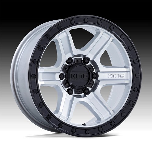 KMC KM551DB Outrun Machined Silver Custom Truck Wheels 1